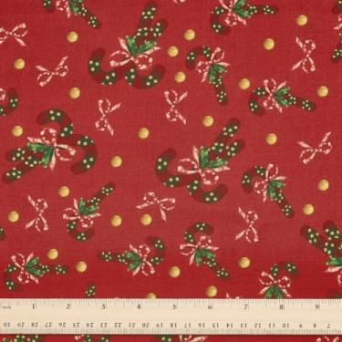 Imagem de PH PandaHall 1,6 metros de largura Tecido vermelho de Natal estampado de Natal Doces de Natal Tecidos Decorativos Quilting Algodão Artesanato Tecidos para Decorações Costura DIY Presente Artesanal, 99