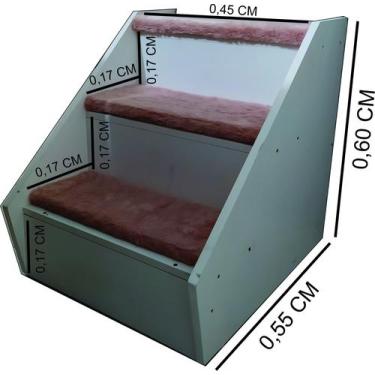 Imagem de Escada Para Pet Cristal Com 3 Degraus E Casinha Embutida - Bebê Comple