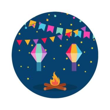 Imagem de Painel De Lona Redondo Festa Junina Fogueira e Baloes - Fabrika de Fes