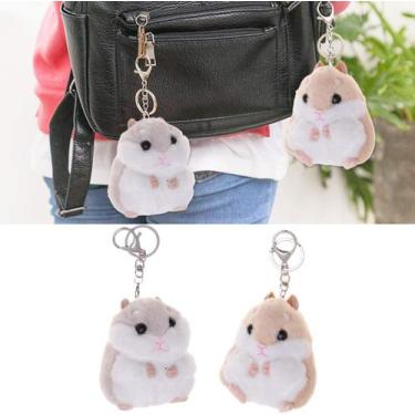Imagem de 2pcs Kawaii Cute Plush Hamster Keychains Stuffed Animal Key - HUOGUO