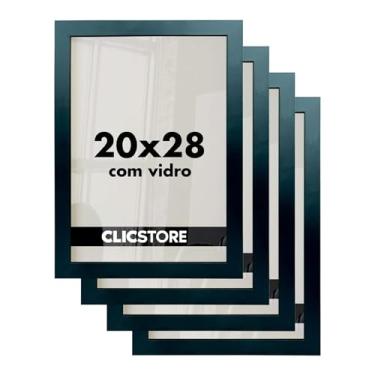 Imagem de Kit 4 Moldura Quadro Vidro 20X28 Poster Diplomas Porta Retrato Parede Foto Certificado Fotografia Madeira Cartazes MDF C