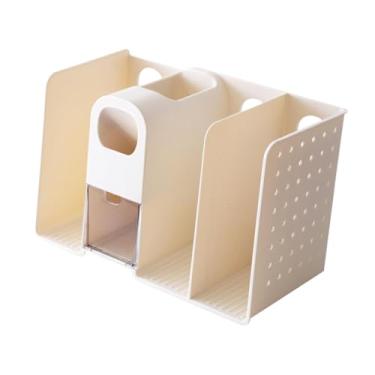Imagem de IEUDNS Organizador de mesa, porta-livros, organização de escritório com gaveta, porta-revistas portátil, organizador de arquivos para escritório, mesa de, Bege