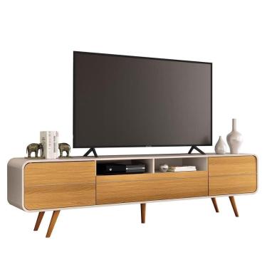 Imagem de Rack Bancada época 2.2 Off White-cinamomo Para Tv Até 85? - Hb Móveis Off White-cinamomo