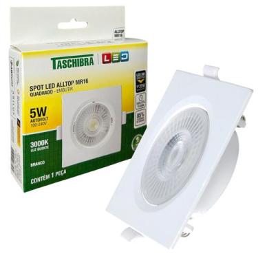 Imagem de Kit 5 Spot Led Quadrado Embutir 5W MR16 Quente 3000K Amarelo - TASCHIB