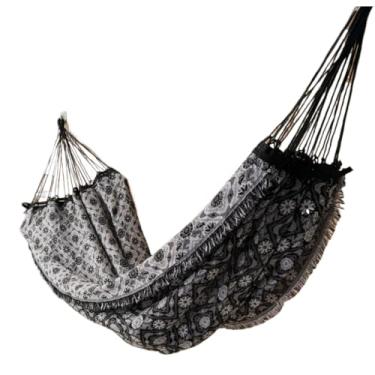Imagem de Rede De Descanso Dormir Casal Indiana Gigante 4M Reforçada Estampas(BRANCO E PRETO)
