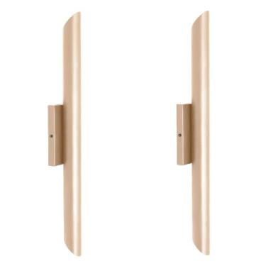 Imagem de Kit 2 Arandelas Parede Tubo Cilindro 2 Fachos Champagne 50Cm - Single 