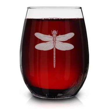 Imagem de Taça de vinho sem haste gravada vintage Dragon Fly - presente com tema de inseto - presentes de aniversário exclusivos para amigos e familiares - presente para amantes de moscas de dragão - taça de