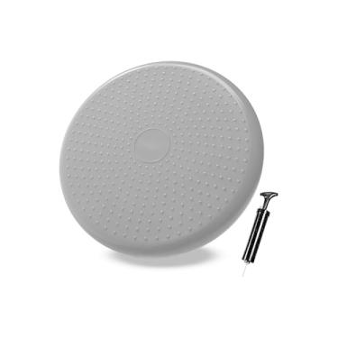Imagem de JustGoFit Disco de Equilíbrio Inflável para Pilates e Crossfit – Superfície Texturizada – Bomba Inclusa – Exercícios de Força e Estabilidade (Cinza)