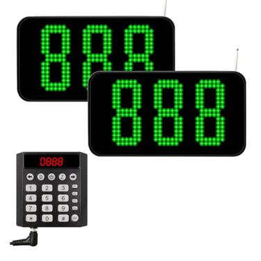 Imagem de KOQICALL Take a Number Machine Queue Wireless Calling System with 1 Keypad Caller 2 Dot-Matrix Display Real-Time Show Green Customer Number for Restaurant Clinic Bank Waiting Line Management