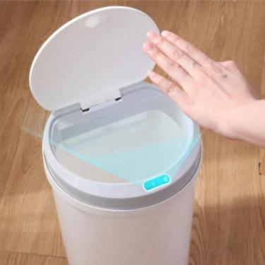 Imagem de Lixeira Automática Redonda 5 Litros Com Sensor - Branca - Globalmix