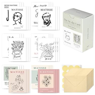 Imagem de Monolike Cartão do dia a dia, desenho Henri Matisse - Mistura 36 mini cartões postais, 36 envelopes, pacote com 36 adesivos