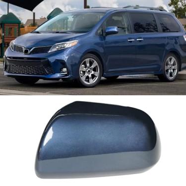 Imagem de Compatível com Toyota Sienna 2012-2020 tampa do espelho do lado esquerdo do motorista, substituição da tampa do espelho retrovisor da porta lateral azul sem luz de seta para Sienna substitui para