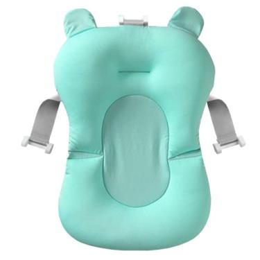 Imagem de Almofada de Banho Ajustável Para Bebê, Conforto Anatômico Com Encaixe Perfeito na Banheira, Três Alças para Maior Segurança(VERDE-ÁGUA)