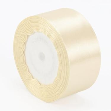 Imagem de Fita de cetim marfim de 3,8 cm x 25 m, fitas de tecido de face única para rosas eternas, buquês de flores, embrulho de presente, artesanato, chá de panela, decoração de casamento