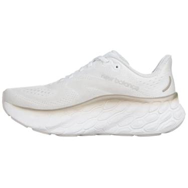 Imagem de New Balance Tênis de corrida feminino Fresh Foam X More V4, Branco/dourado metálico/Moonbeam, 13 X-Wide