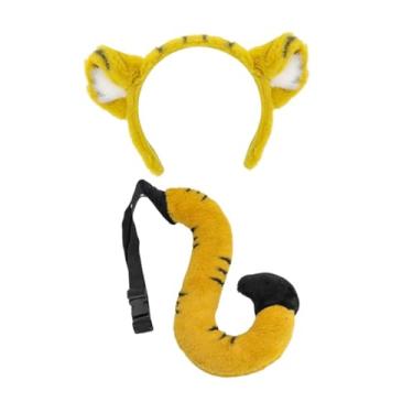 Imagem de KiBcsLic Orelhas, faixa de cabeça e cauda, ​​pelúcia macia, cauda longa para festa de carnaval, dramatização, baile de formatura, Tigre