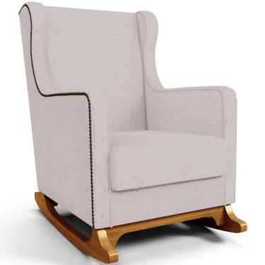 Imagem de Poltrona de Amamentação com Balanço Mavie L02 Linho Bege - Lyam Decor