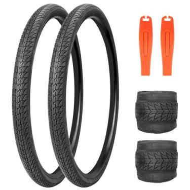 Imagem de MAKELEN Pacote com 2 pneus de bicicleta de estrada 700 x 38c pneu de bicicleta de cascalho City Bike pneu de substituição forte compatível com bicicleta Cruiser Bike preto