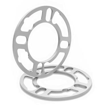 Imagem de LUJIANI Pacote com 2 espaçadores universais de roda, 1/5" (5 mm) de espessura, espaçador de roda de substituição fundido para 4 e 5 terminais rodas/aros, serve em padrão de vários parafusos de 98 a