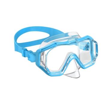 Imagem de W WSTOO Óculos de natação para crianças com cobertura de nariz, máscara de natação de mergulho com snorkel para jovens de 5 a 15 anos, lente de visão ampla com 3 janelas HD, antiestilhaçamento
