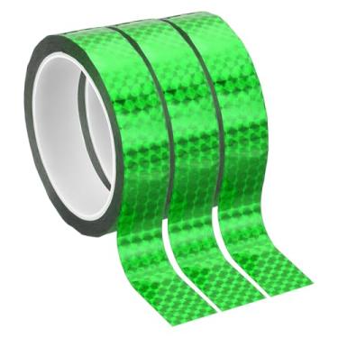 Imagem de PATIKIL Fita de filme de poliéster metalizada de 2,5 cm x 150 metros, 3 peças de fita decorativa metálica verde a laser fita adesiva espelhada para detalhes de parede de arte gráfica de paredes de