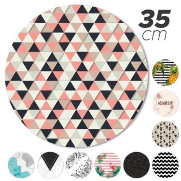 Imagem de Sousplat Avulso Base Mdf 35Cm Completo Estampado Triângulo