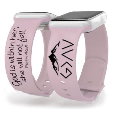 Imagem de OAEUQ Pulseira de silicone God In Her Heart Bible Watch Gravada com Salmo 46:5 para relógios de 38 mm, 40 mm, 41 mm, 42 mm, 44 mm, 45 mm, 46 mm, 49 mm, presente de Jesus Deus Cristão Psalm (Dusty Pink