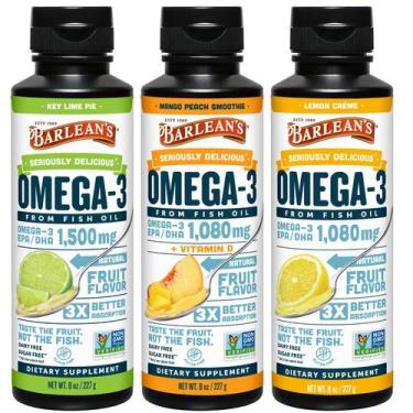 Imagem de Suplemento Barlean's Omega 3 líquido de óleo de peixe 240 ml com 3 sab