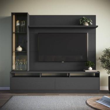 Imagem de Estante Home para Tv 65 Polegadas com Led 3200 Cristaleira 200x183cm Grafite