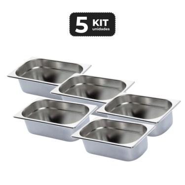 Imagem de Kit 5 Cuba Sem Alca Inox 1/4 Gn 65 Para Buffet