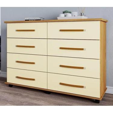 Imagem de Comoda Jade 8 Gavetas Mel Pérola Com Rodinhas - Primus