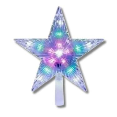 Imagem de Estrela Ponteira de Natal com Luz LED Colorida 15cm  Decoração de Árvo