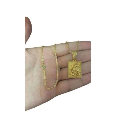 Imagem de Cordão Cad Alongado 1mm Pingente São Jorge - Banhado A Ouro - ToJoia18