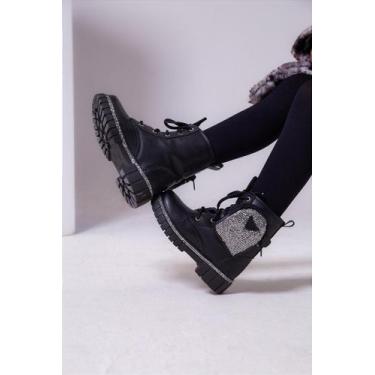 Imagem de Bota Coturno Nilqi Malu Bolsinha Cano Baixo Preta - Conforto e Estilo,