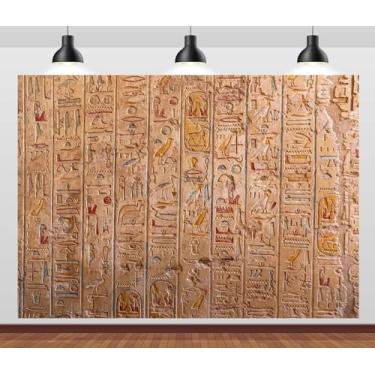 Imagem de CORFOTO Tecido de 2,1 x 1,5 m, fundo hieroglífico do Egito, decoração egípcia, pano de fundo de mitologia egípcia antiga, cenário de mural egípcio antigo, decoração de festa, sessão de fotos, adereços