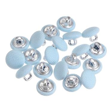 Imagem de Generic 20 peças 16L tecido pano coberto botão 10 mm haste de metal botões de costura redonda para terno blusas, azul