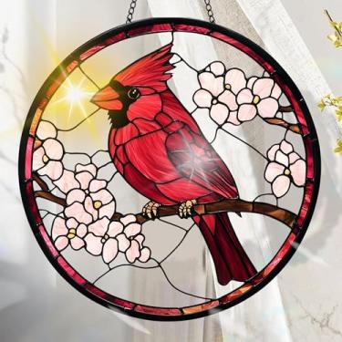 Imagem de Acrílico colorido Suncatcher, decoração de janela suspensa de pássaros com design de vitral impresso, apanhador de sol, arte de parede de arco-íris, ideia de presente e ornamento de jardim, uso