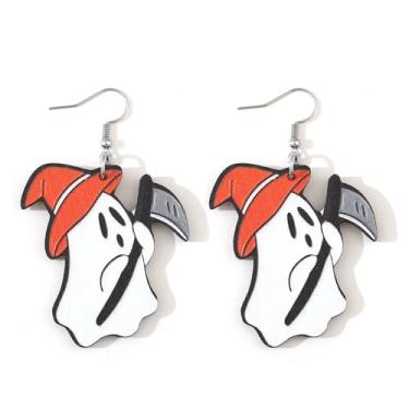 Imagem de Brincos femininos de Halloween da moda com estampa de foice fantasma, brincos pendentes de gota, roupas de Halloween, acessórios de bijuteria de fantasia