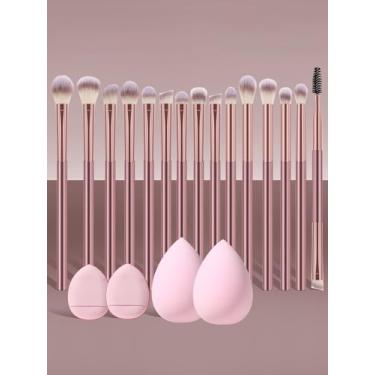 Imagem de 19 conjuntos de pincéis de maquiagem e esponja de maquiagem para líquido, creme e pó - polido, mistura e pincel facial