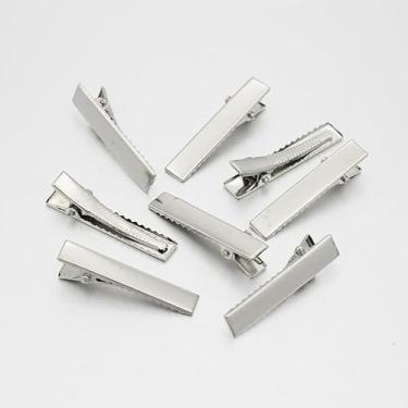 Imagem de 50 peças de grampos de cabelo jacaré de ferro achados de metal de dente único grampos de crocodilo presilhas para laços de cabelo acessório estilo de cabeleireiro, 34 mm de comprimento