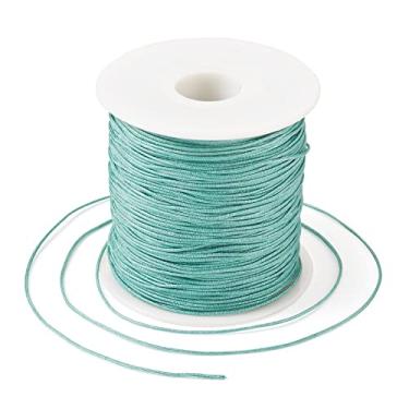 Imagem de Cordão de nylon de 0,8 mm para fabricação de pulseiras chinesas de 100 metros, fio de contas para pulseiras trançadas Kumihimo, colares de macramê artesanal, sino de vento (azul-petróleo)