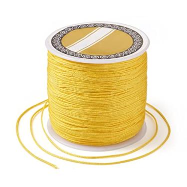 Imagem de Cordão de nylon de 0,8 mm para fabricação de pulseiras chinesas de 100 metros, fio de contas para pulseiras trançadas Kumihimo, colares de macramê artesanal, sino de vento (amarelo)