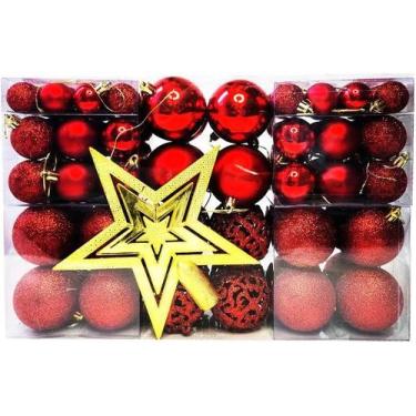 Imagem de Kit 100 Bolas de Natal Douradas Lisas Foscas e Glitter Decoração Compl