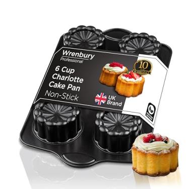 Imagem de Wrenbury Mini forma de bolo Charlotte com 6 xícaras - moldes não tóxicos para assar - Forma de bolo trifle - Lata de sobremesa novidade com livro de receitas - 8,9 cm antiaderente