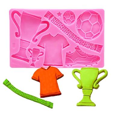 Imagem de Jectse Troféu de Futebol, Molde Antiaderente Flexível para Bolo de Chocolate DIY, Fondant de Silicone Rosa Fácil de Limpar Com Artesanato Em Modelo de Argila, Fabricação de Sabão