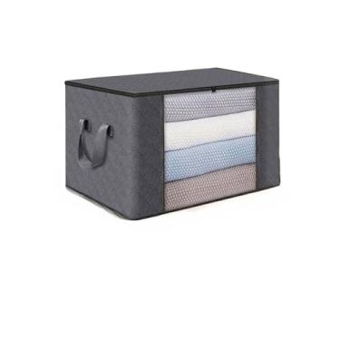 Imagem de KIT 1-5 Caixa Saco Organizador Grandes Edredom Casaco Guarda Roupa para Lençol Travesseiro, Calças e Cobertor Multiuso(Reforçado-84L-Cinza x4)