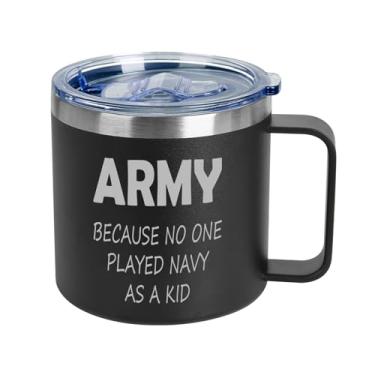 Imagem de Jogskeor Army Because No One Played Navy As Kid Caneca de Café Isolada, Presentes do Exército para Homens, Presentes de Aniversário Militar da Marinha para Homens Tio Pai, 400 ml