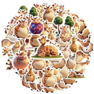 Imagem de 70 peças adesivos girafa animais brinquedos papelaria adesivos gordinhos para notebook, bagagem, celular, copo, guitarra, laptop, capacete, skate