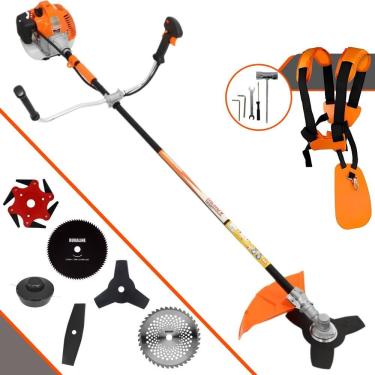 Imagem de Roçadeira Profissional Lateral Vulcan Vr520h À Gasolina 52cc 2,5hp + Faca 2 Pontas 330mm + Faca 40 Dentes 255mm + Faca