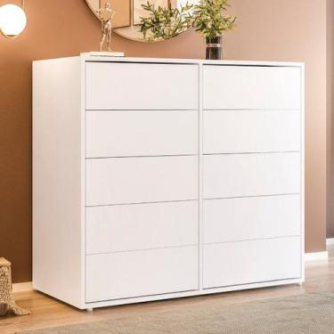 Imagem de Cômoda Para Quarto 10 Gavetas Melinda Branco - DRD, Branco